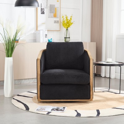 TIRAMISUBEST Swivel Barrel Chair, Comfortable Accent Sofa Chair for Living Room, Swivel Club Chair, Arm Chair for Hotel, Bedroom, Office, Lounge