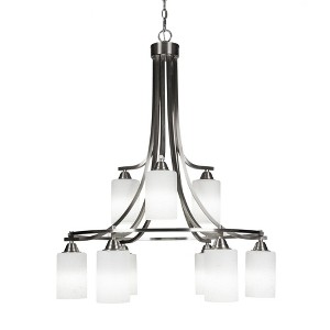 Toltec Lighting Paramount 9 - Light Chandelier in  Brushed Nickel with 4" White Muslin Shade - 1 of 1