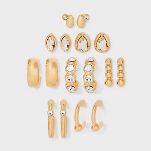 Pear Swirl Earring Set 8pc - A New Day™ Gold: Nickel-Free Metal, Post Closure, Stud Earrings, Pear Shape, 0.47" Length - 1 of 3