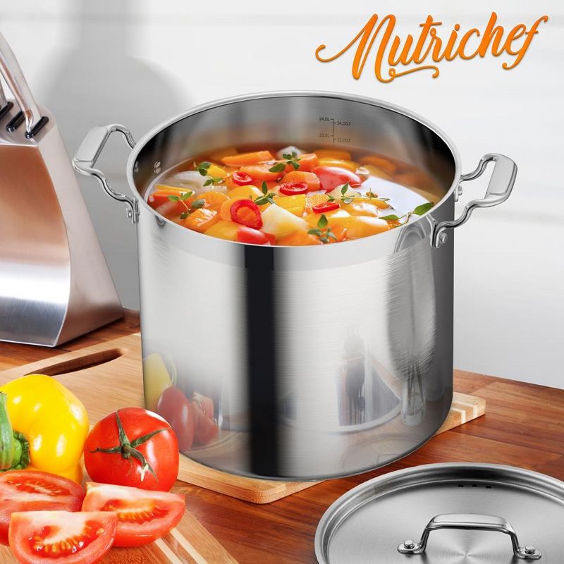 NutriChef Stainless Steel Cookware Stock Pot - 24 Quart, Heavy Duty Induction Pot, Soup Pot With Stainless Steel, 3 of 4