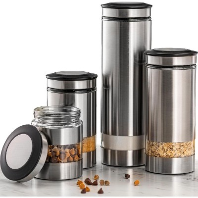 Premium Stainless Steel Storage Box Set (4 pieces) for Kitchen Countertops - Food Storage Boxes with Sealing Lids