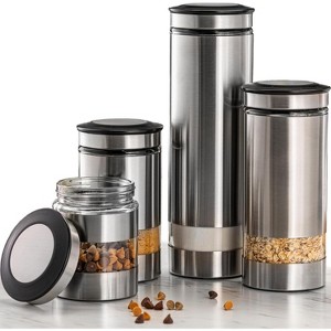 Premium Stainless Steel Storage Box Set (4 pieces) for Kitchen Countertops - Food Storage Boxes with Sealing Lids - 1 of 4