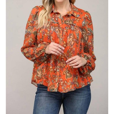 Women's Fall Floral Blouse - Fate