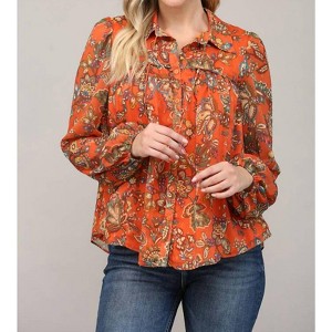 Women's Fall Floral Blouse - Fate - 1 of 4