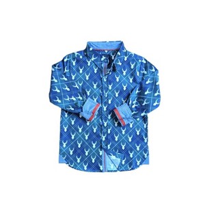 Boy's Reindeer Plaid Long Sleeve Shirt - TukTuk Designs - 1 of 1
