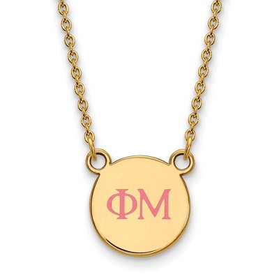 Black Bow Jewelry 14k Yellow Gold Plated Sterling Silver Phi Mu Greek Life Necklace 18 Inch