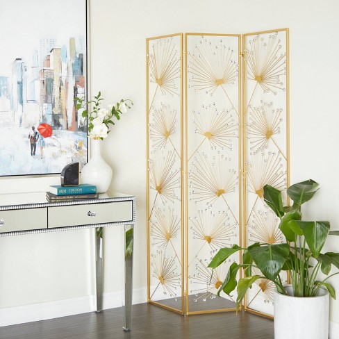 Glam Metal And Acrylic Room Divider Screen Gold - Olivia & May