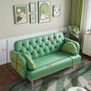 Green PU Upholstered Tulip Loveseat with 2 Dumpling-Shaped Throw Pillows - 2 of 4