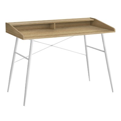 Monarch Specialties Computer Desk Home Office Laptop Storage Shelves 48InchL Work Metal Laminate Natural White Contemporary Modern