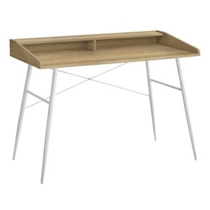 Monarch Specialties Computer Desk Home Office Laptop Storage Shelves 48InchL Work Metal Laminate Natural White Contemporary Modern - 1 of 4