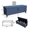 Vynxaria 55.3 Inch Extra Long Storage Ottoman Entryway Bench with Flip Top Storage Chest with Padded Seat Bed End Stool - 3 of 4