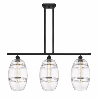 Vaz - 3 Light Stem Hung Island In Industrial Style-10.38 Inches Tall and 36 Inches Wide
