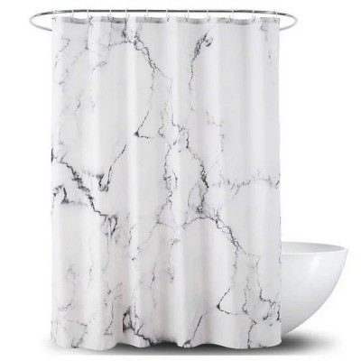 LunaLulinlk Grey and White Marble Shower Curtain