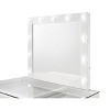 PAGED Vanity Desk with Mirror and Lights Wooden Makeup Vanity with Glass Top, 5 Drawers, Crystal Knobs for Bedroom - 4 of 4