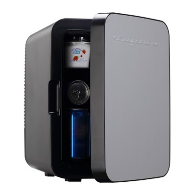 Compact Black Stainless Steel Portable Mini Fridge with 3 Shelves