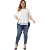 Agnes Orinda Women's Plus Size Lace Crochet Hollow out Crew Neck Short Sleeve Side Split Casual Blouses - 3 of 4