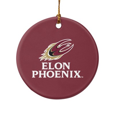 Elon University Phoenix Logo Porcelain Holiday Christmas Tree Ornament