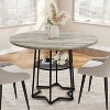 38" Modern Round Dining Table for 4, Farmhouse Kitchen Table with Hexagonal Metal Base & Storage Shelf, Small Space Wood Tabletop - 2 of 4