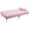 NicBex Folding Sofa Bed Futon Sofa Bed Teddy Fabric Divided Into 2 Parts with Gold Metal Legs Solid Wood Frame - image 4 of 4