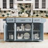 Zeus & Ruta 54'' Large Kitchen Island with Rubber Wood Drop Leaf, Rolling Cart with Embossed Texture, 4 Wheels, 4 Doors & 3 Drawers - 4 of 4