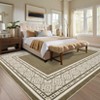 Modern Solid Area Rug Washable Living Room Rugs with Non Slip Backing Bordered Throw Carpet Foldable Neutral Floor Rugs - 4 of 4