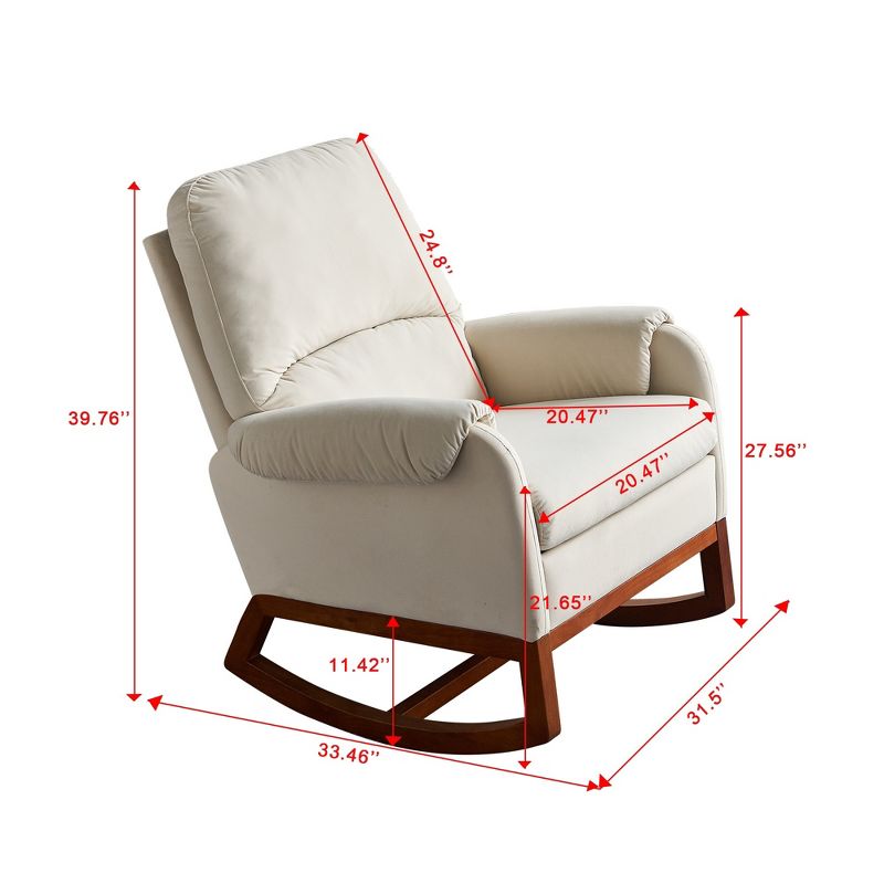Modern Comfortable Velvet Rocking Chair, Beige - ModernLuxe, 4 of 8