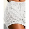 Womens Knit Swimsuit Cover Up Shorts Hollow Out High Waist Tie Front Beach Skirt - 3 of 3