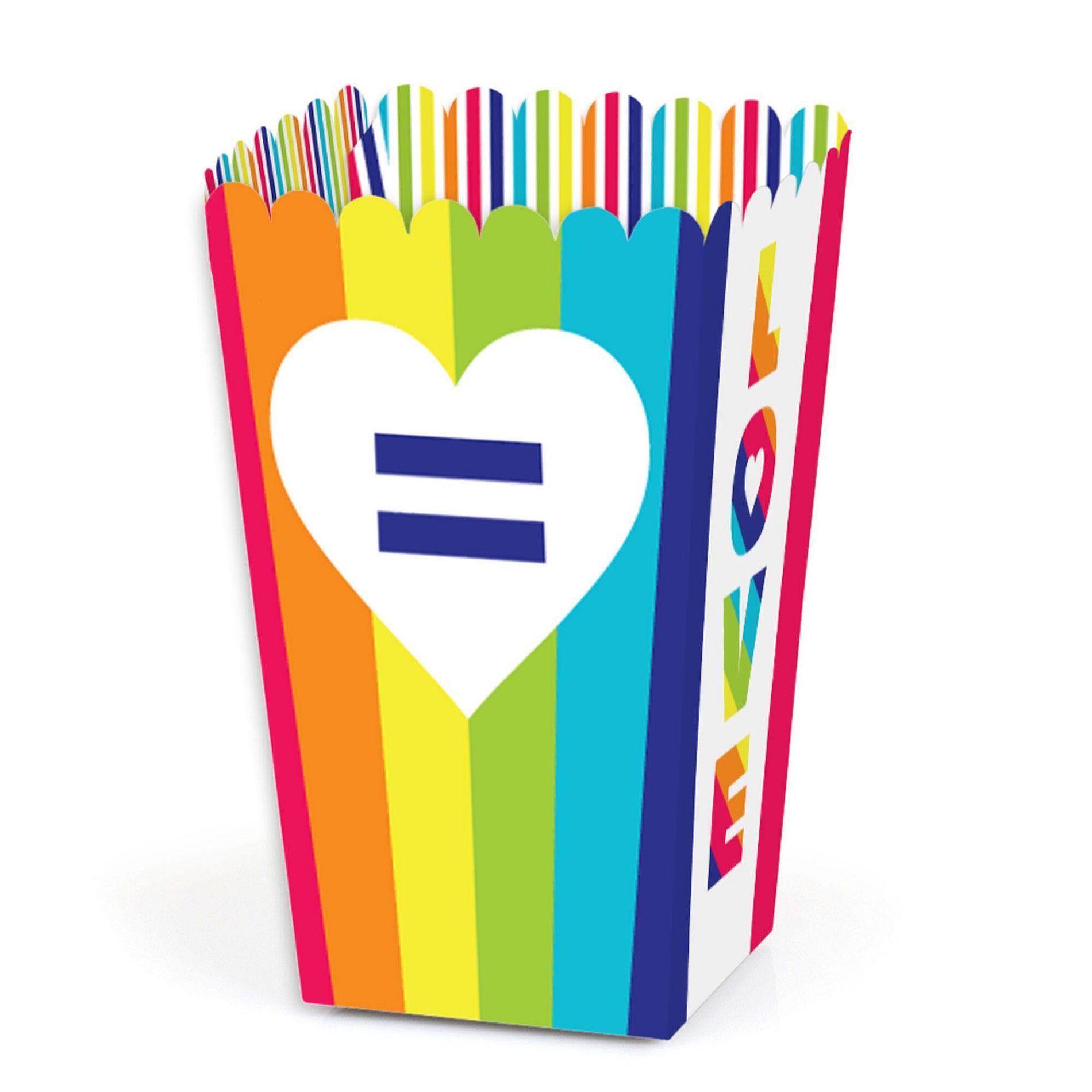 Big Dot of Happiness Love is Love - Pride - Rainbow Party Favor Popcorn Treat Boxes - Set of 12