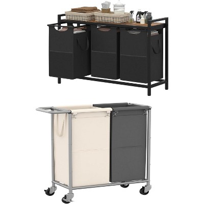 Heybly Laundry Basket,2 x 18.5 Gal Laundry Separator Hamper with Heavy Duty Rolling Wheels