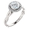 Pompeii3 1ct Diamond Halo Vintage Solitaire Round Cut Intertwined Band 14k White Gold - 4 of 4