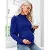 WhizMax Women's Knit Ribbed Maternity Top Mock Neck Long Sleeve Shirts Pregnant Ruched Tunic Pullover Sweater - 4 of 4