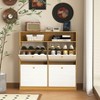 Lirago,39.37"L*9.45"W*39.37"H,4-Door Flip Shoe Storage Cabinet with Wooden Handles & Anti-Tip Design - Space Saving Entryway Organizer - 2 of 4