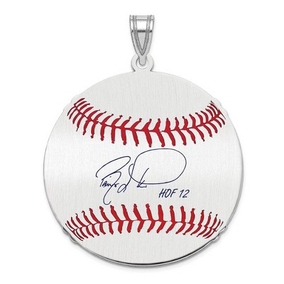 Black Bow Jewelry Sterling Silver Barry Larkin Signature LG Enamel Baseball Pendant