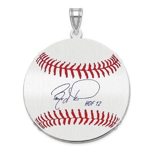 Black Bow Jewelry Sterling Silver Barry Larkin Signature LG Enamel Baseball Pendant - 1 of 4