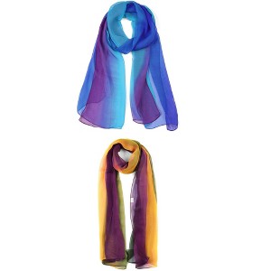 Elerevyo Women Long Chiffon Lightweight Gradient Color Scarves 2 Pcs - 1 of 4