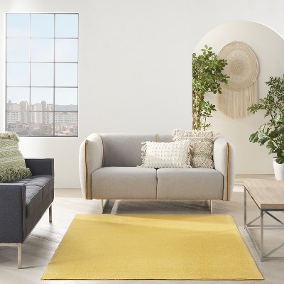 Yellow 4' x 6' Solid Synthetic Indoor/Outdoor Rug