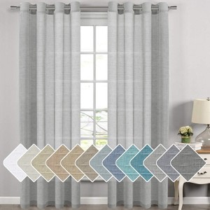 Natural Linen Blended Semi-Sheer Curtains Privacy Assured with Nickel Grommet for Living Room - 1 of 4