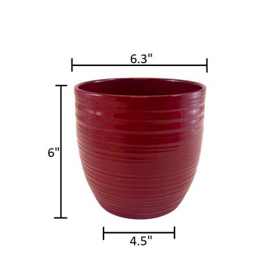 Tierra Garden 6.3" Red Ceramic Indoor Plant Pot