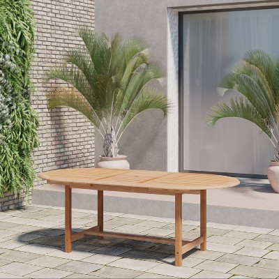 Dina Outdoor Certified Teak Small Oval Extendable Dining Table - Amazonia