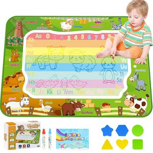 FUNFORFUN Writing Water Doodle Mat 2 Sets, Learning Toys for Toddlers, Gifts for 3 4 5 6 Years Old Boys, Writing Mat Toys Ages 3 4 5,Learning Toys - 1 of 4