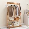 Artloge 3 Tier Heavy Duty Bamboo Coat Rack with Shoe Storage Garment Organizer for Entryway Living Room Closet - 2 of 4