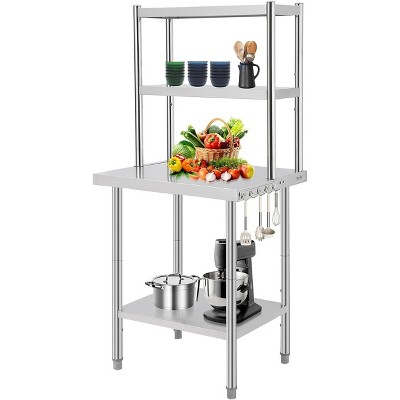 Stainless Steel Table with Overshelves, 60"x36" Commercial Kitchen Prep & Work Table