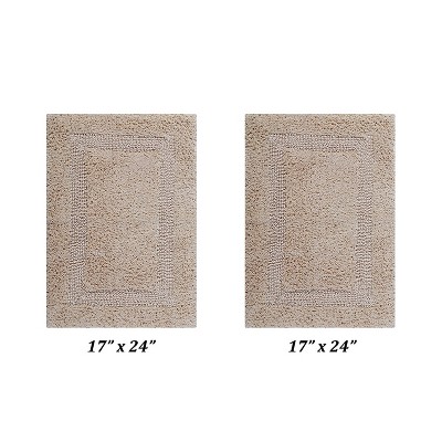 Luxurious Sand Cotton Tufted Reversible Bath Rug Set