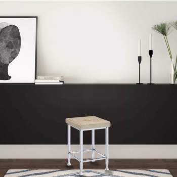 16" Raine Counter and Bar Stools Beige Velvet & Chrome Finish - Acme Furniture