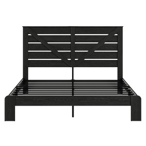 Gulches King Size Bed Frame With Headboard Black Industrial Style Heavy Duty Steel 800 Lbs Noise Free No Box Spring Needed - 1 of 4