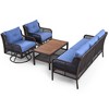 Infurnic Patio Seating Sets, Outdoor Chair with Cushion, Weatherproof Woven Wicker for Garden Balcony Poolside, Blue, 72.1"*27.8"*31.1" - 3 of 4