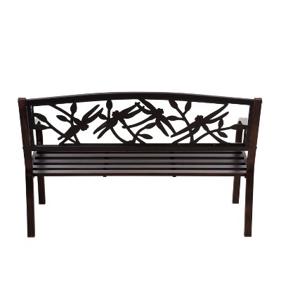 Bronze Dragonfly Design Cast-Iron Garden Bench
