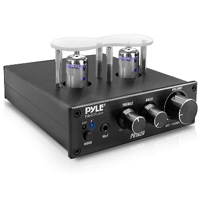 Pyle PVTA20 600 Watt Wireless Bluetooth 2 Vacuum Tube Amplifier Stereo Receiver with Integrated Antenna, CD/DVD Inputs, and Front Panel Control, Black