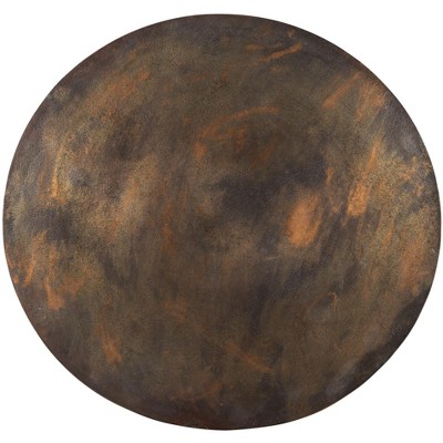 Brown Round Metal Contemporary Side Table