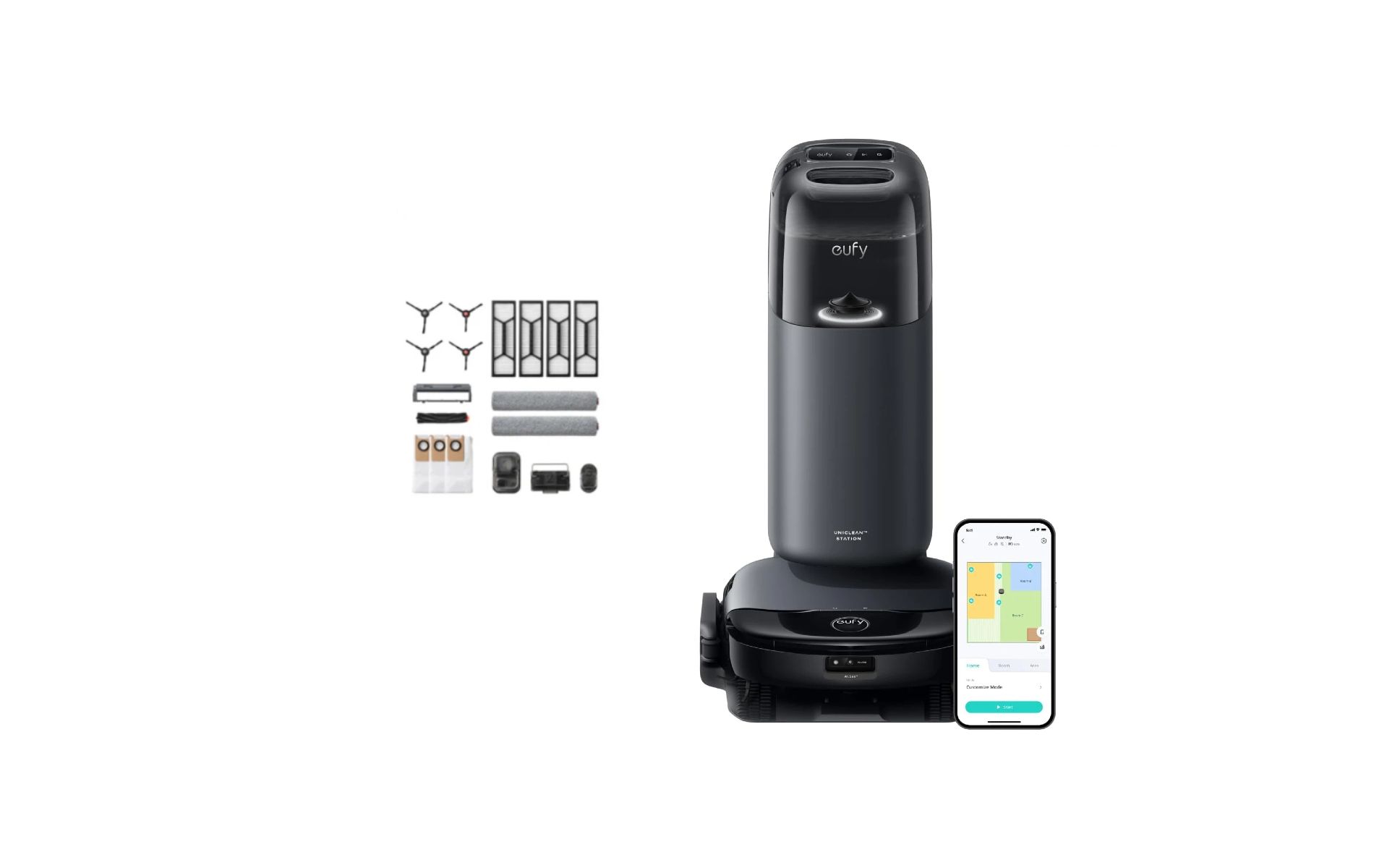 eufy Robot Vacuum Omni S1 with All-in-One Station, HydroJet System with Roller Mop, Obstacle Avoidance, Perfect for Pet Hair + Official Accessory Kit